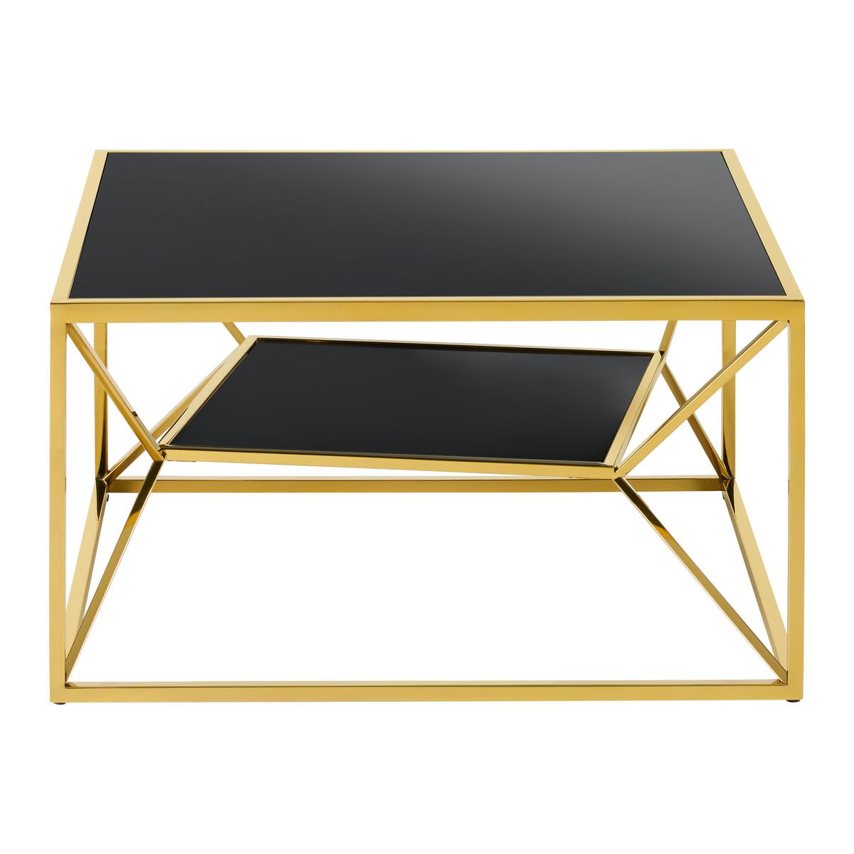 KONFERENČNÝ STOLÍK ANGEL II - čierna/zlatá, Modern, kov/sklo (70/70/38cm) - Mömax