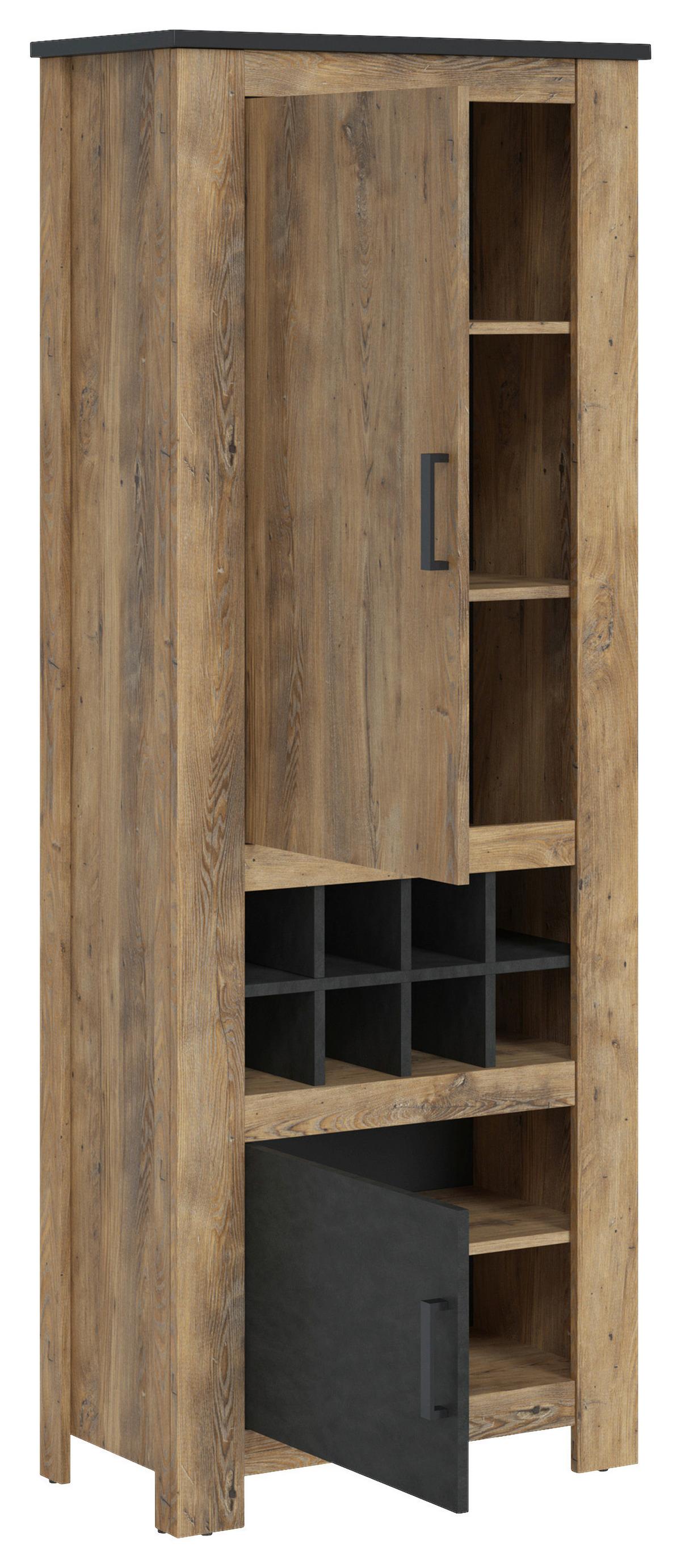 Vitrine Rapallo Kastanie B: 74 Cm - Kastanienfarben/Schwarz, MODERN, Holzwerkstoff (74/191,1/38,5cm)