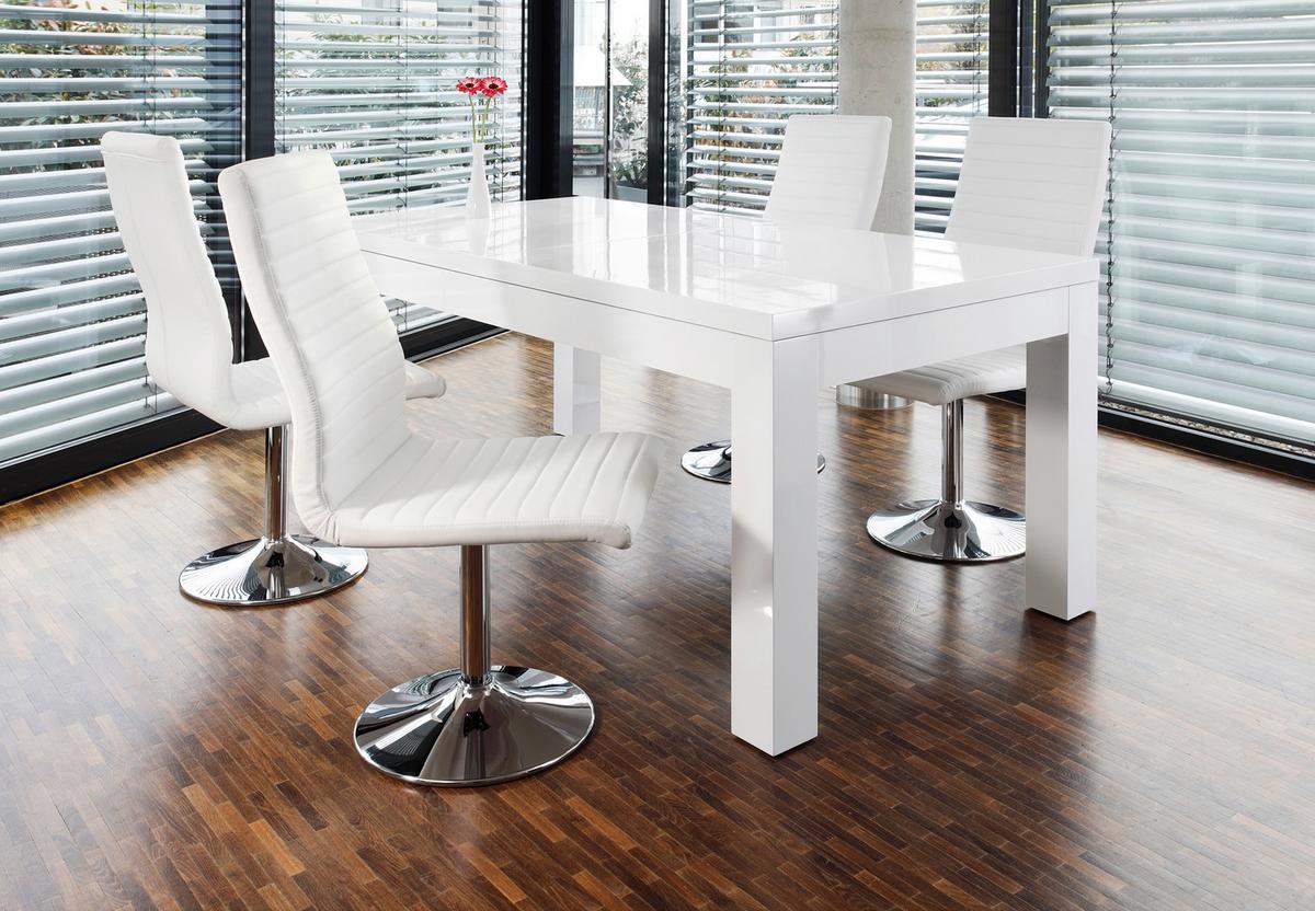 Esstisch Weiß B: 180-260 Cm - Weiß Hochglanz, MODERN, Holzwerkstoff (180-260/90/75cm) - Livetastic
