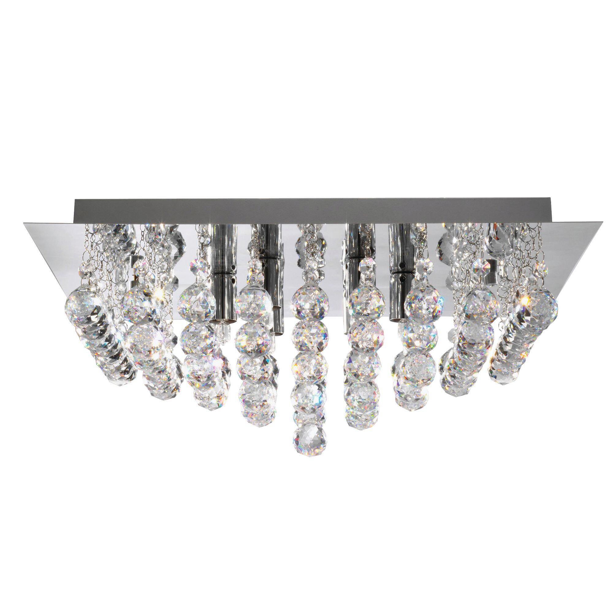 Deckenleuchte Hanna 6406-6cc - Klar/Silberfarben, Design, Glas/Metall (45/45/19cm)
