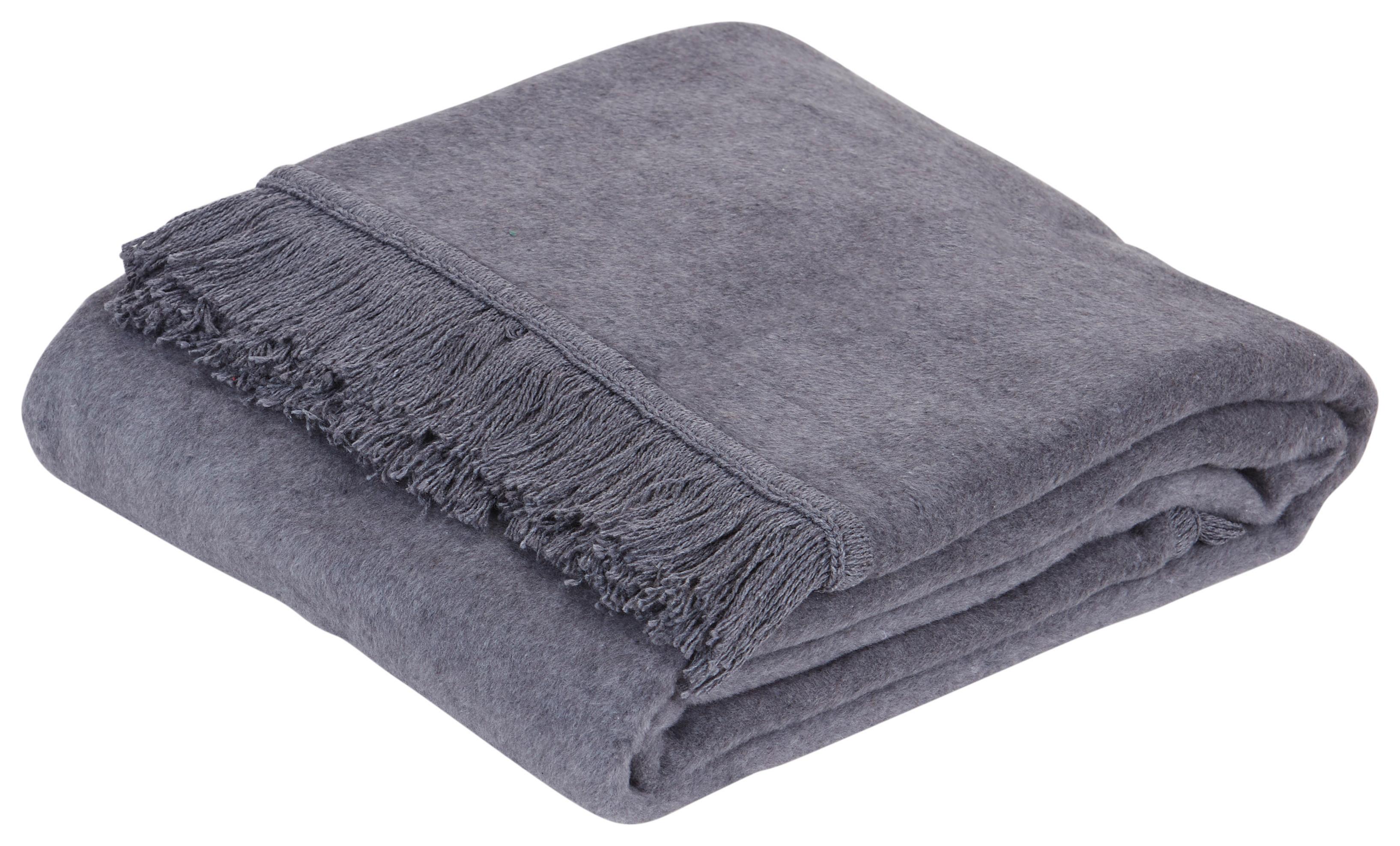 Kuscheldecke Laura Anthrazit 130x170 cm Fransen - Anthrazit, ROMANTIK / LANDHAUS, Textil (130/170cm) - James Wood