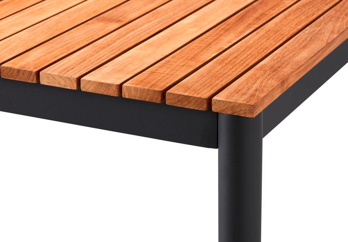 Gartentisch Mood Classic 208x100 cm, Teak/Anthrazit - Anthrazit/Teakfarben, Natur, Holz/Metall (209/100/74cm) - Gardenson