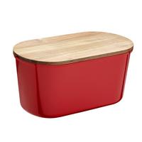 Brotbox Echtwerk Fresh - Rot/Akaziefarben, MODERN, Holz/Kunststoff (37/21,5/17,2cm) - Echtwerk