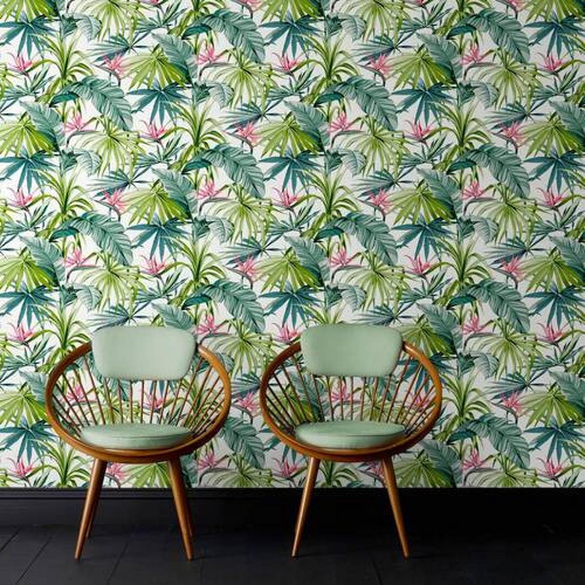 Vliestapete Bird Of Paradise Flower - Grün, Basics, Papier/Kunststoff (52/1005cm)