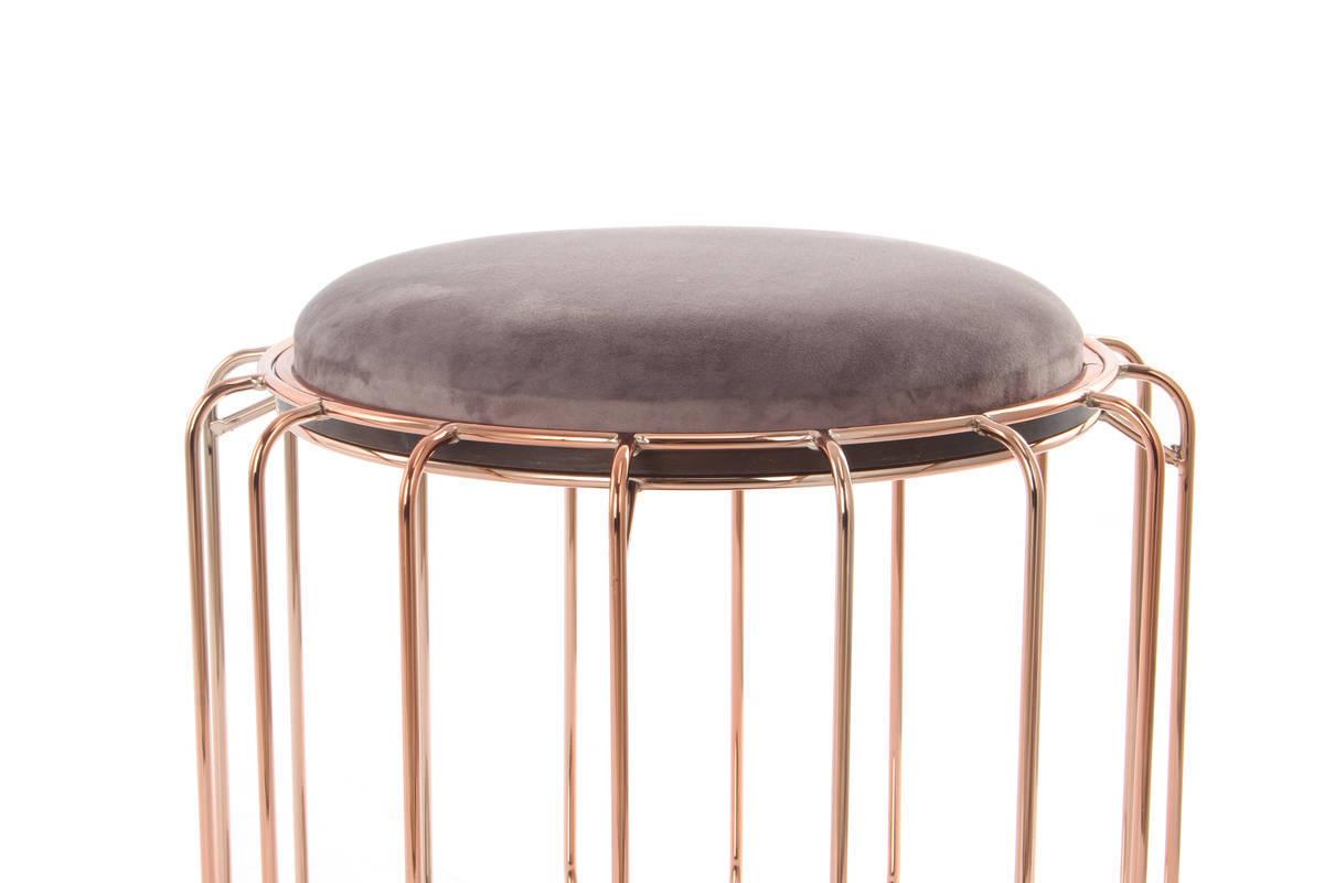Beistelltisch/pouf 2 In 1 Comfortable Rosé/dunkelviolett - Violett/Kupferfarben, Basics, Glas/Holzwerkstoff (50/50/45cm) - Kayoom