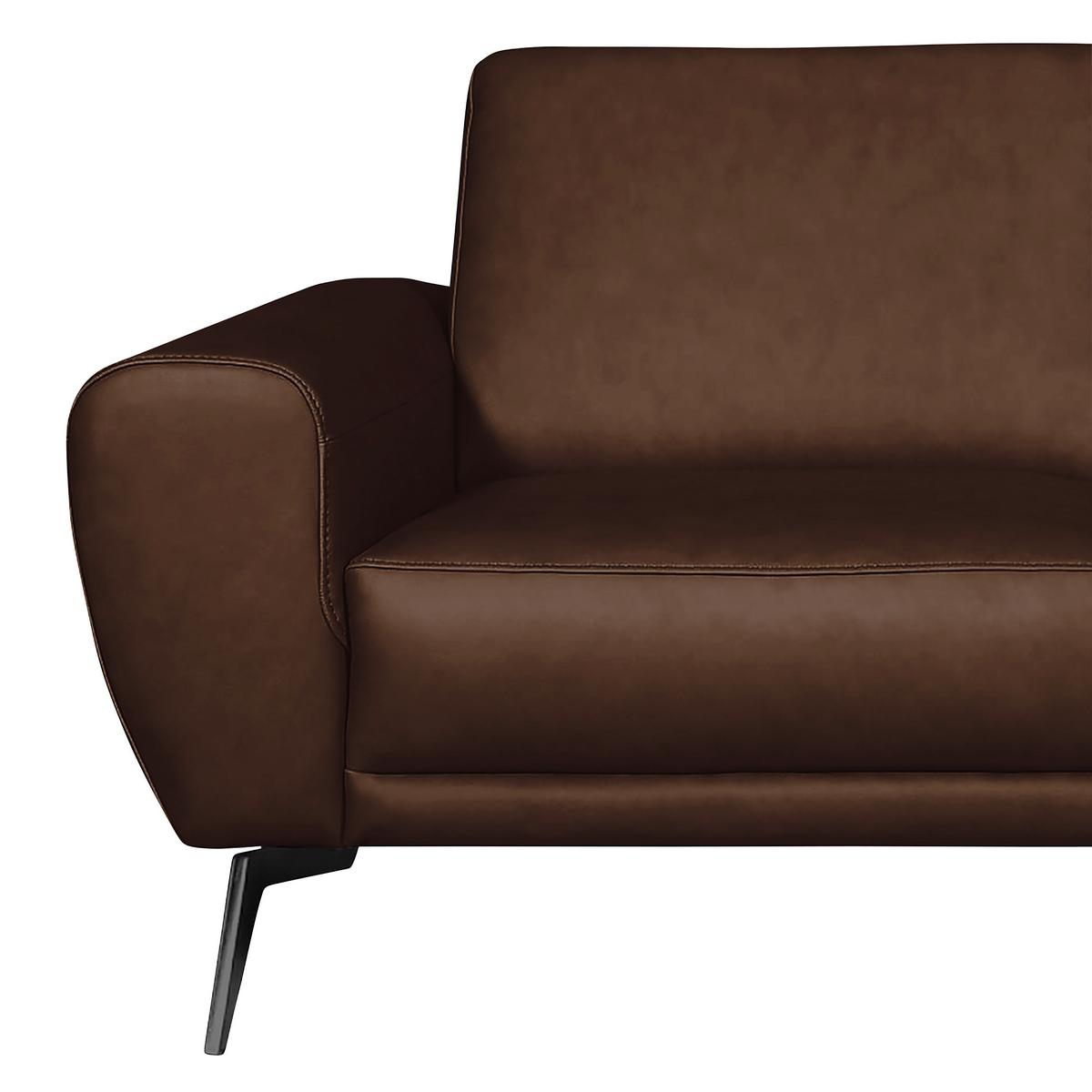 2-Sitzer-Sofa Spring D. Braun Schwarz B: 177 cm - Dunkelbraun/Schwarz, Design, Leder (177/85/92cm) - Livetastic