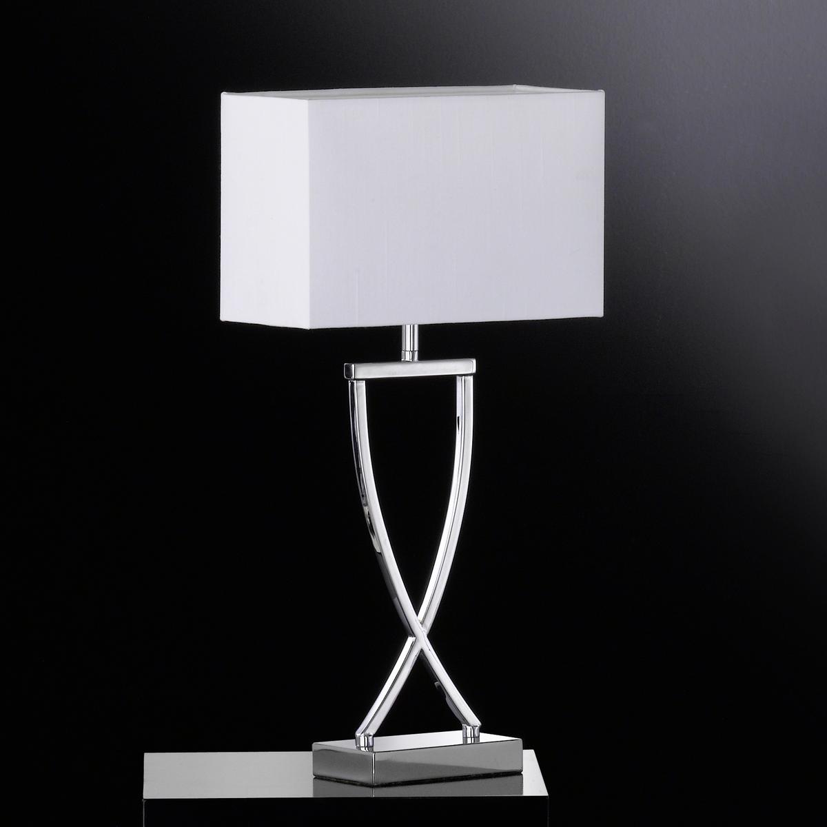 Tischlampe Anni Weiß/ Chromfarben mit Schnurschalter - Chromfarben/Weiß, Design, Kunststoff/Metall (27/12/51cm) - Fischer & Honsel