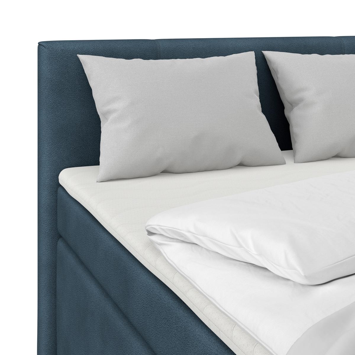 Boxspringbett Mira Boucle Dunkelblau,lf:140x200cm - Perlmutt/Dunkelblau, KONVENTIONELL, Holz/Textil (140/200cm)