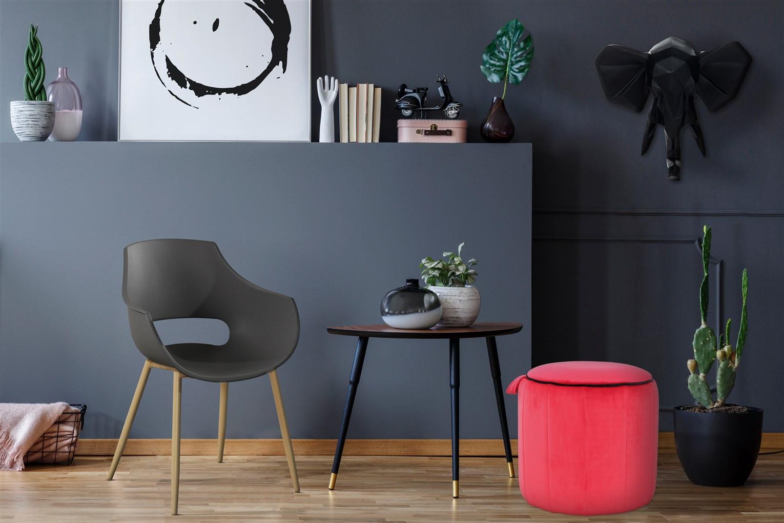 Hocker Reese Rot B: 43 cm - Rot, Design, Textil (43/42/43cm) - Kayoom