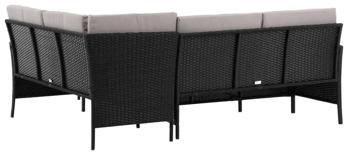 Loungegarnitur 4-Tlg Knock Kunststoff mit Kissen - Schwarz/Grau, KONVENTIONELL, Kunststoff - Gardenson