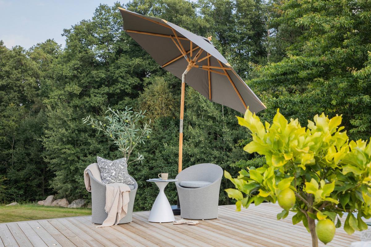 Sonnenschirm Cerox L/B: 270x250 cm Grau - Grau, KONVENTIONELL (270/250cm) - Gardenson