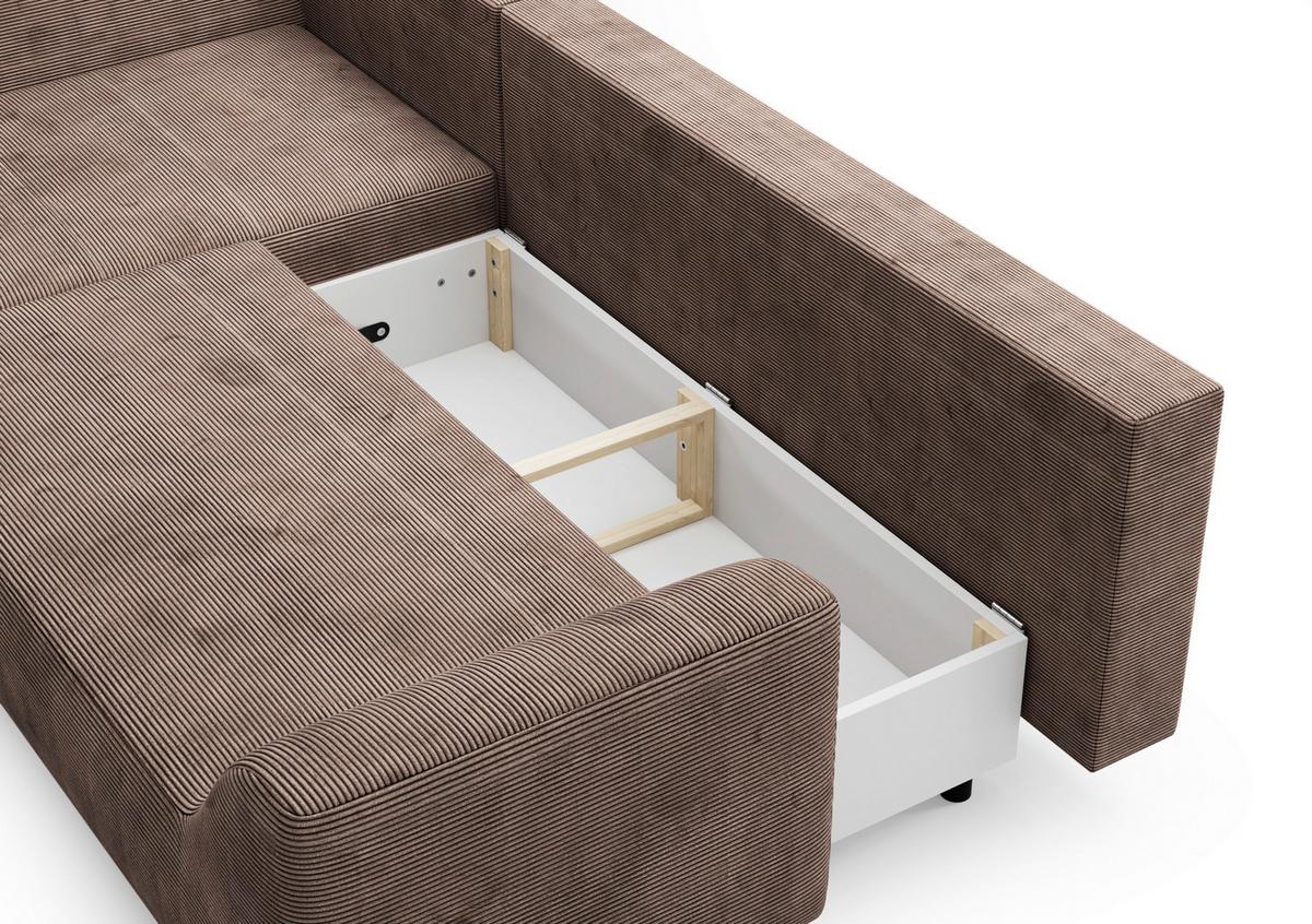 Eckschlafsofa Asolo Braun S: 167x273 Cm - Schwarz/Braun, Design, Textil (167/273cm) - MID.YOU