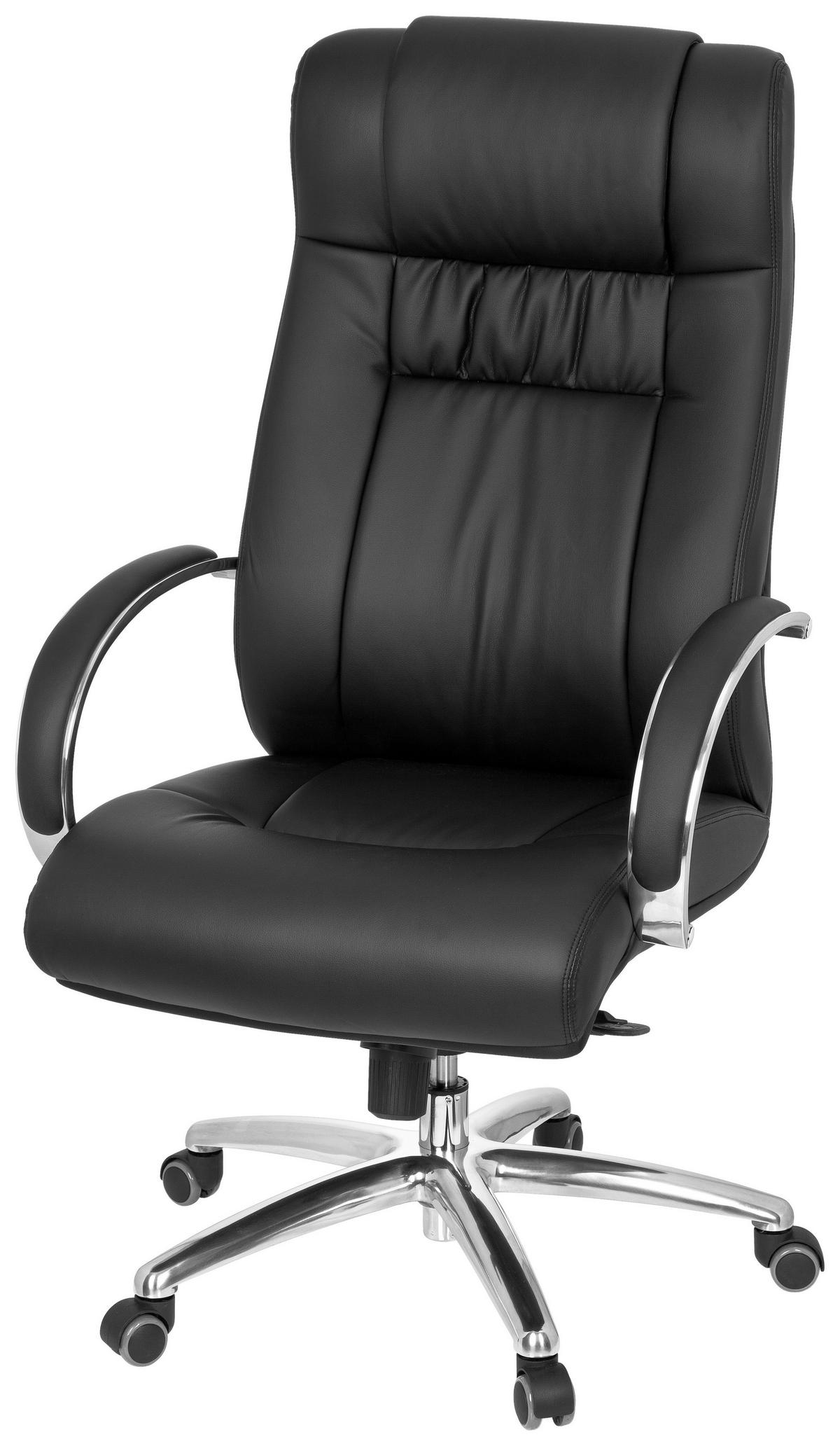 Chefsessel Xxxl G 600 Lederlook Schwarz Bis 150 Kg - Silberfarben/Schwarz, Basics, Kunststoff/Textil (60/131/49cm) - MID.YOU