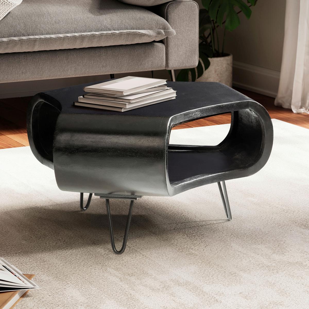 Couchtisch Schwarz B: 60 Cm - Schwarz, Natur, Holz/Metall (60/60/40cm) - Livetastic