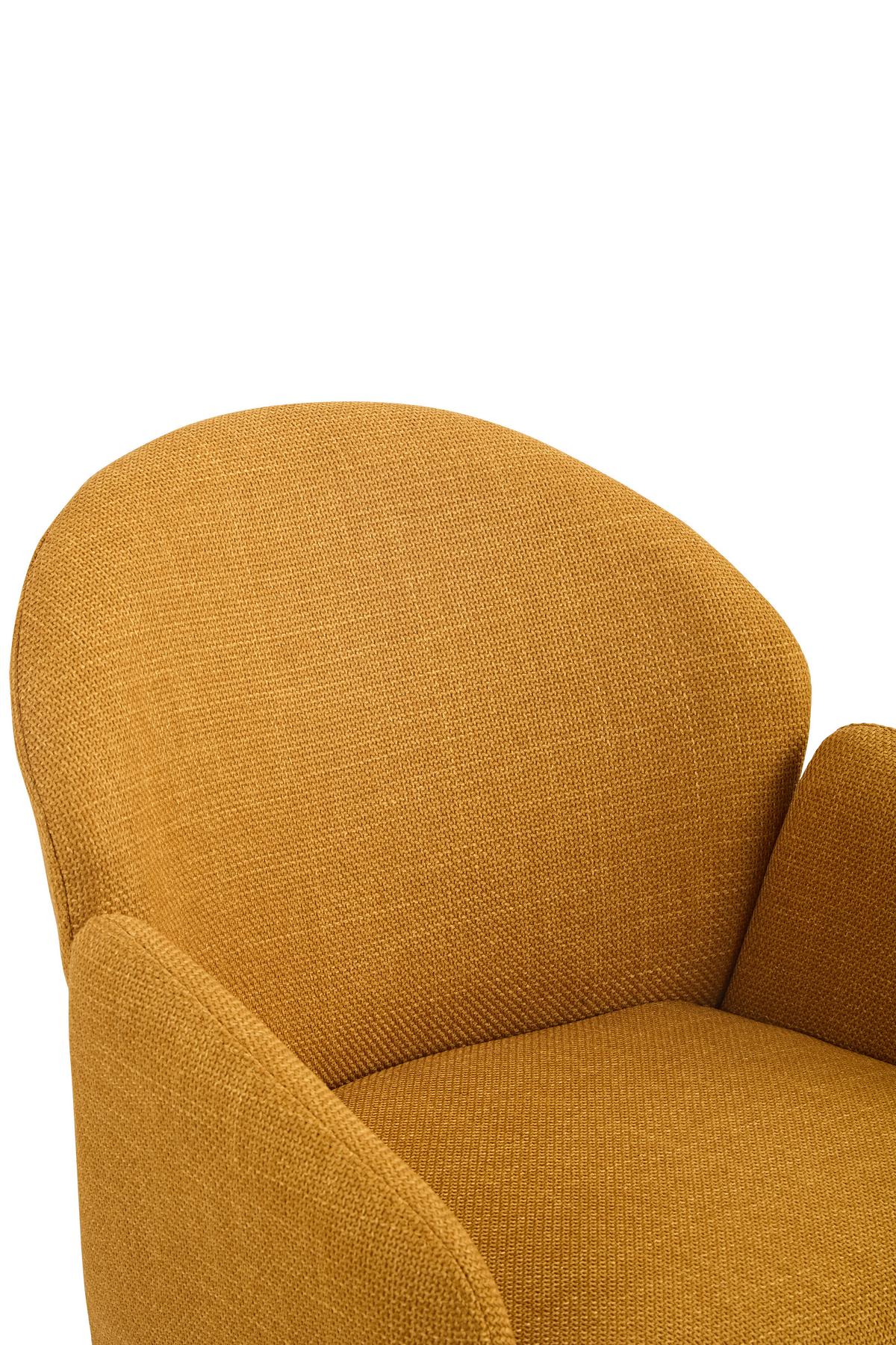 Armlehnstuhl Holly drehbar Webstoff Curry, B: 56,5 cm - Currygelb, MODERN, Textil/Metall (56,5/61/84cm)