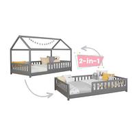 Kinderbett 90x200 cm Hellgrau Abnehmbares Dach - Hellgrau/Naturfarben, MODERN, Holz (90/200cm) - MID.YOU