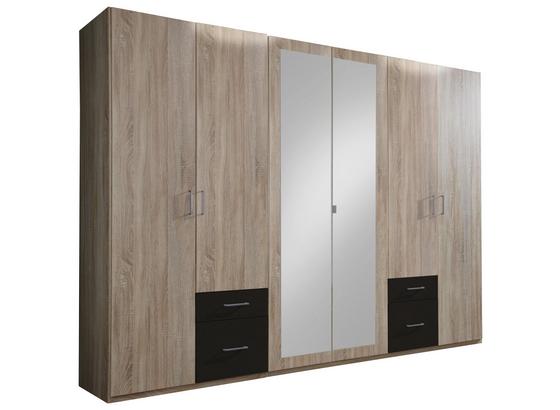 Drehtürenschrank mit Spiegel 270cm Fly, Eiche Dekor - Eichefarben/Braun, Design, Glas/Holzwerkstoff (270/210/58cm) - Carryhome Drehtürenschrank mit Spiegel 270cm Fly, Eiche Dekor - Eichefarben/Braun, Design, Glas/Holzwerkstoff (270/210/58cm) - Carryhome