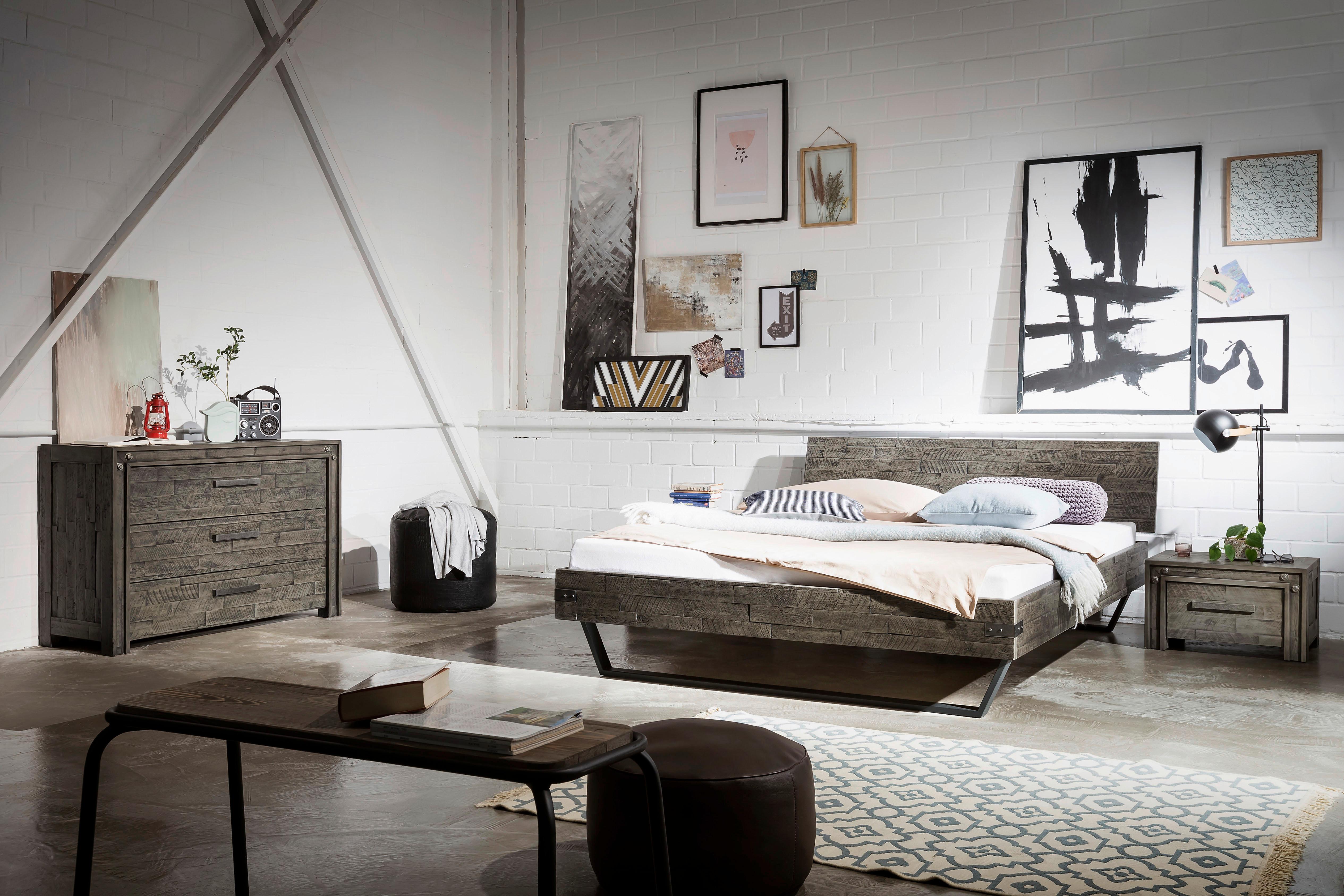 Bett Ezzo Anthrazit Grau 140x200 Cm - Anthrazit/Grau, MODERN, Holz (140/200cm) - Hasena