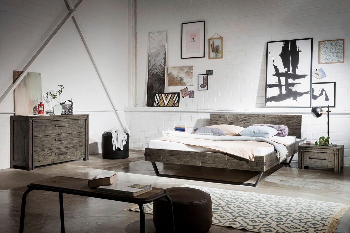 Bett Ezzo Anthrazit Grau 140x200 Cm - Anthrazit/Grau, MODERN, Holz (140/200cm) - Hasena