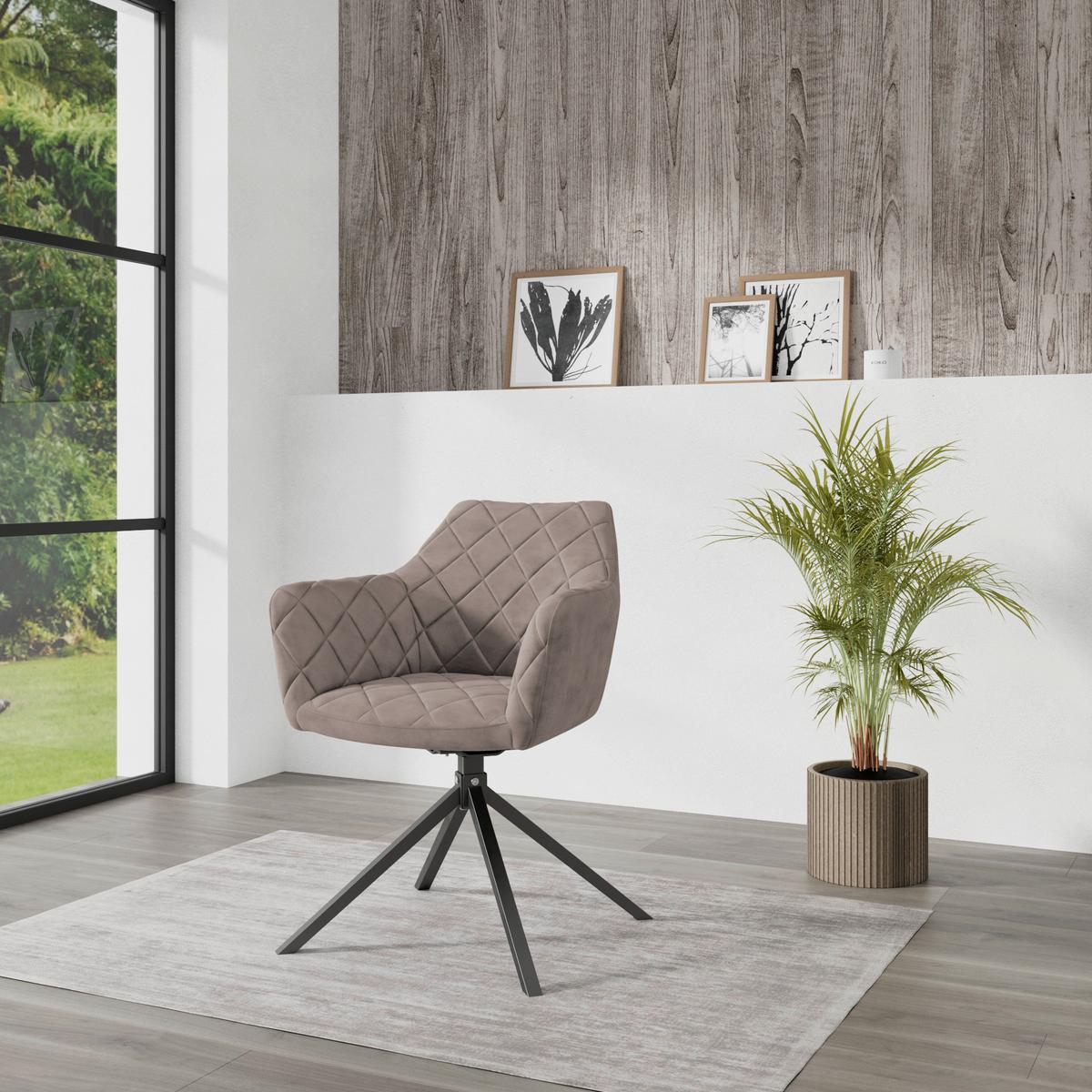 Stuhl Patti Beige, Sitzfl. 360° Drehbar - Beige/Schwarz, KONVENTIONELL, Textil/Metall (58/81/54cm)