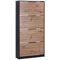 Schuhkipper Anna 4 Klappen Eiche Dekor/Anthrazit B: 79 cm - Eichefarben/Anthrazit, MODERN, Holzwerkstoff (79/162,3/25cm)