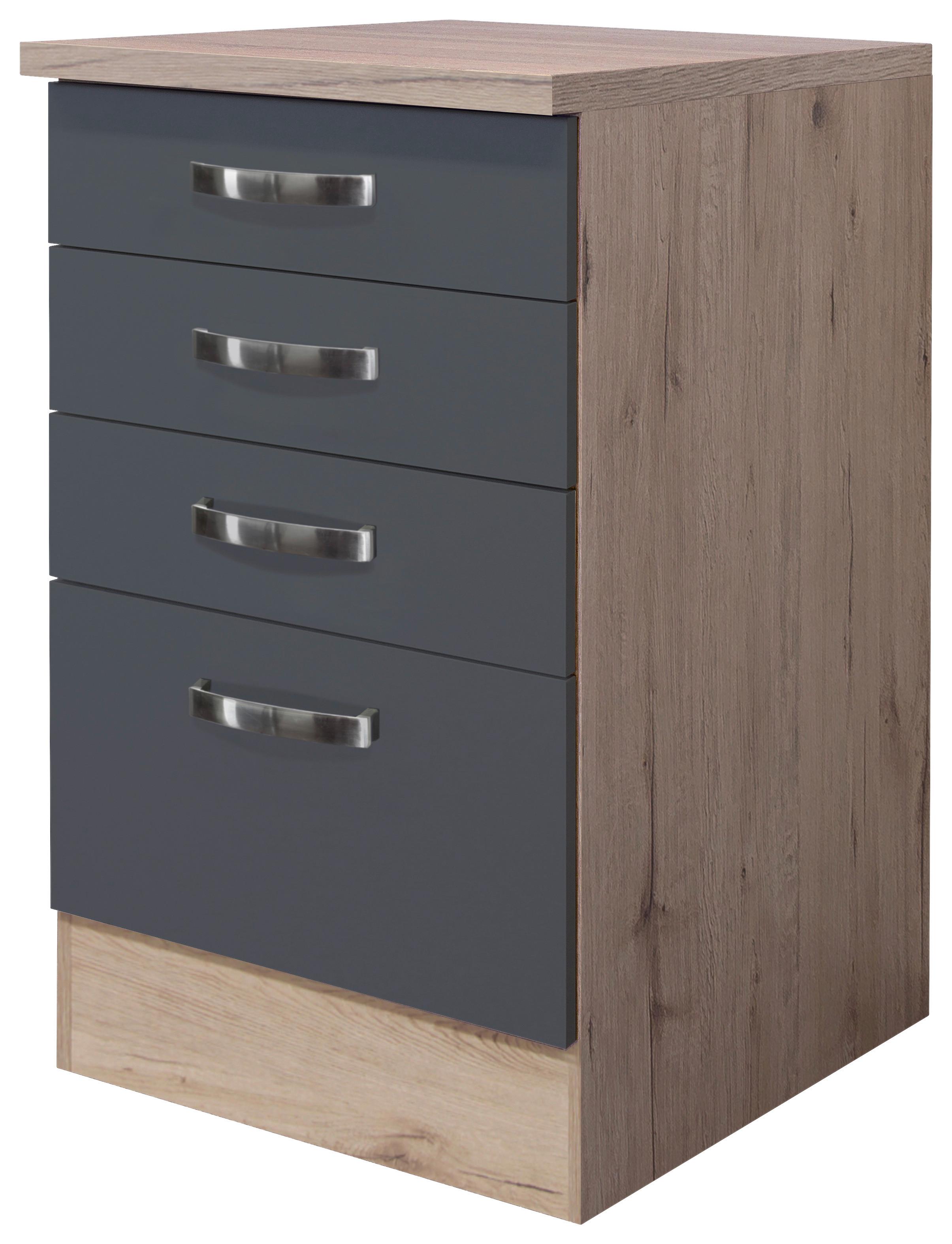 Spodní skříňka se zásuvkami SHADOW USSA50 šedá - dub San Remo/tmavě šedá, Moderní, kov/kompozitní dřevo (50/85/60cm)