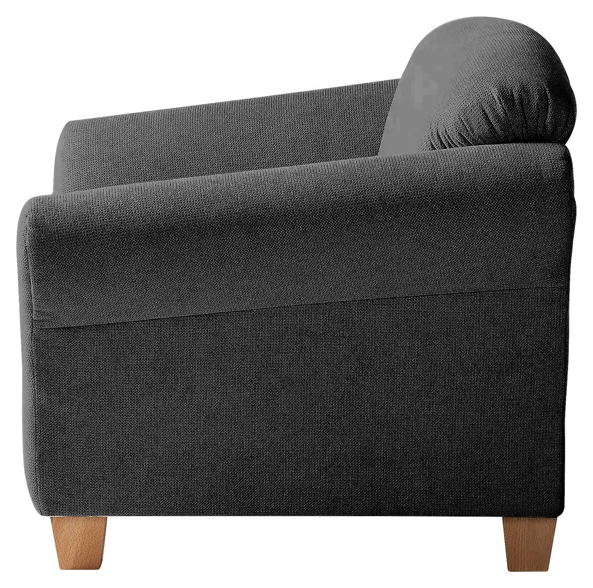 Sessel Gotland schwarz Rücken echt, 101x84x89 cm - Schwarz/Naturfarben, KONVENTIONELL, Textil (101/84/89cm) - Sit & More