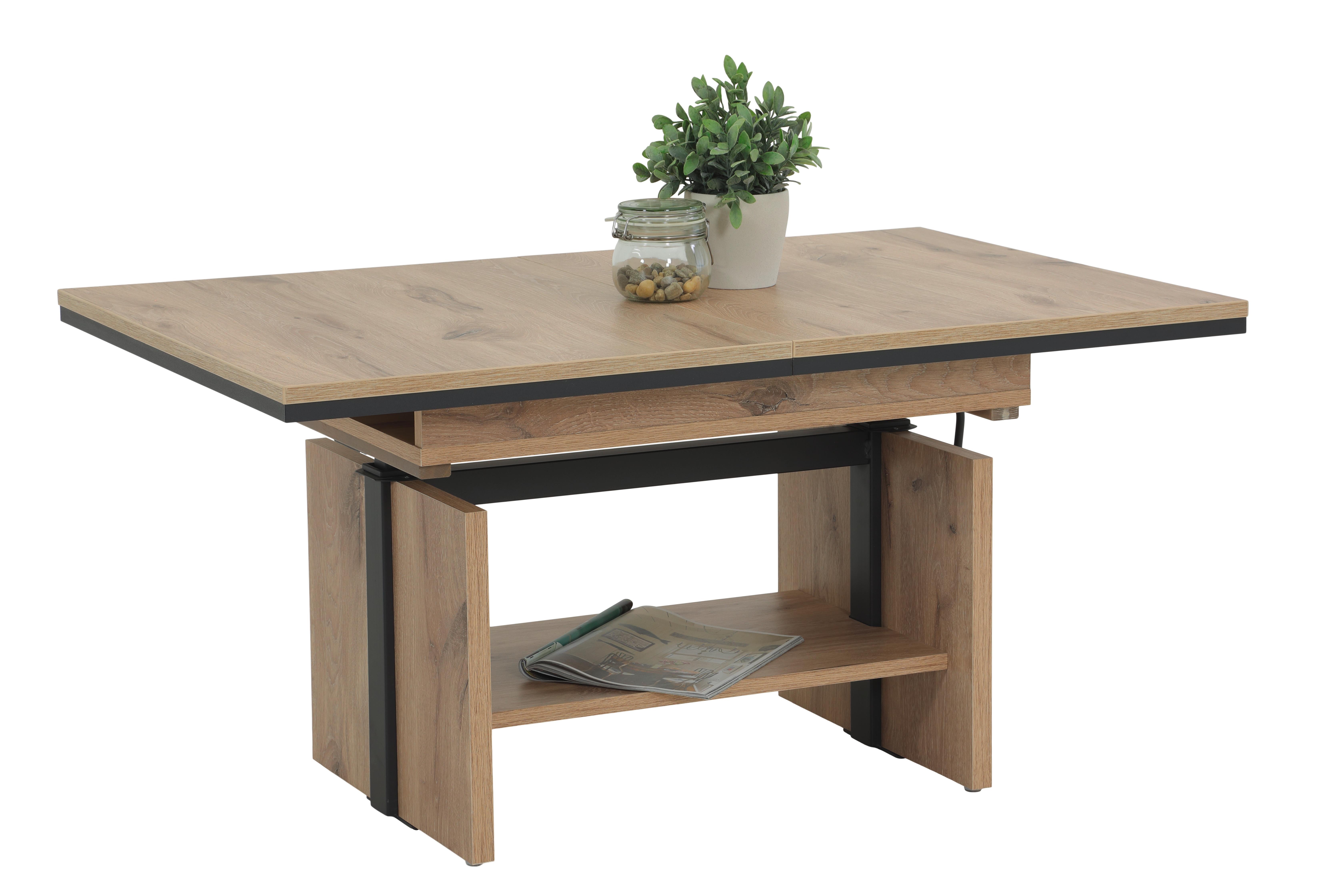 Couchtischset Ingo Eiche Dekor L: 110-150 cm - Eichefarben, Design, Holzwerkstoff (110-150/70/53-72cm) - Livetastic