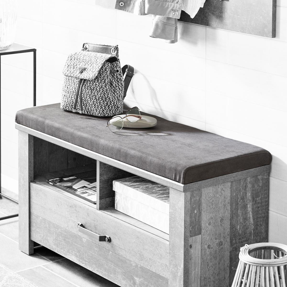 Sitzkissen für Garderobenbank Ontario Grau 96x37 cm - Grau, MODERN, Kunststoff/Textil (96/5/37cm)