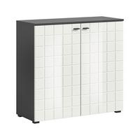 Kommode Monte Anthrazit/weiß B: 92 Cm - Weiß Hochglanz/Anthrazit, Design, Holzwerkstoff (92/87/37cm) - MID.YOU