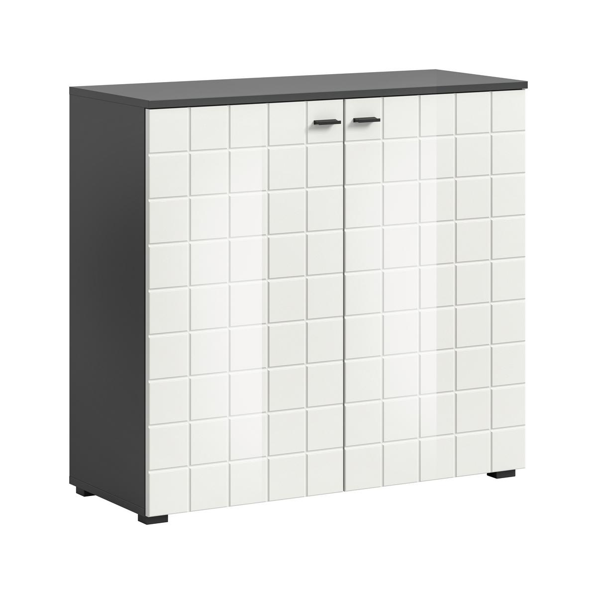 Kommode Monte Anthrazit/weiß B: 92 Cm - Weiß Hochglanz/Anthrazit, Design, Holzwerkstoff (92/87/37cm) - MID.YOU