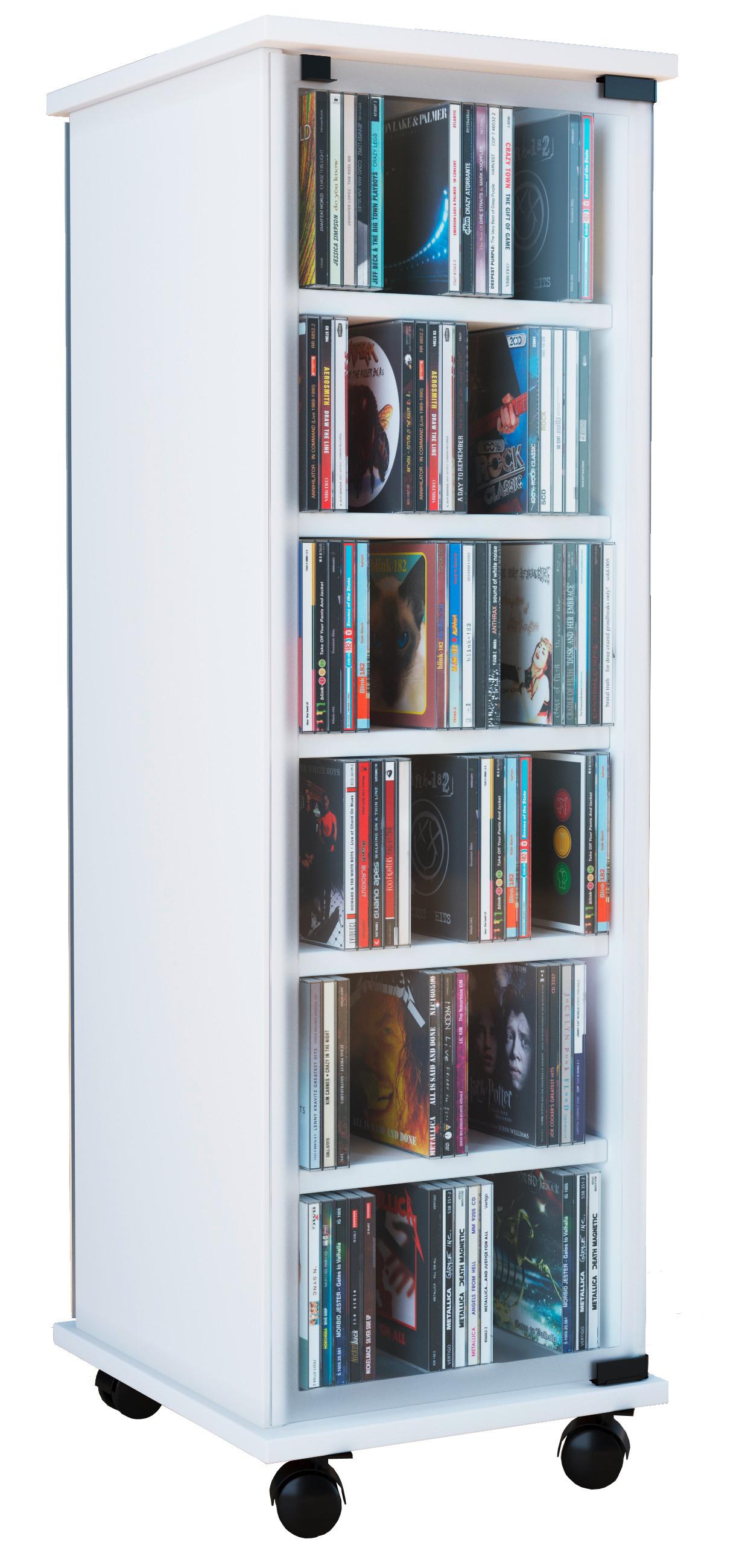CD Regál Valenza biely - čierna/biela, Konventionell, kompozitné drevo/plast (31/97,5/35cm) - MID.YOU
