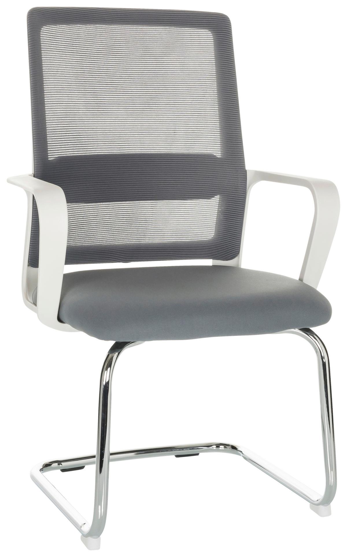 Besucherstuhl Visiter W - Silberfarben/Weiß, Basics, Kunststoff/Textil (60/97-98/60cm) - MID.YOU