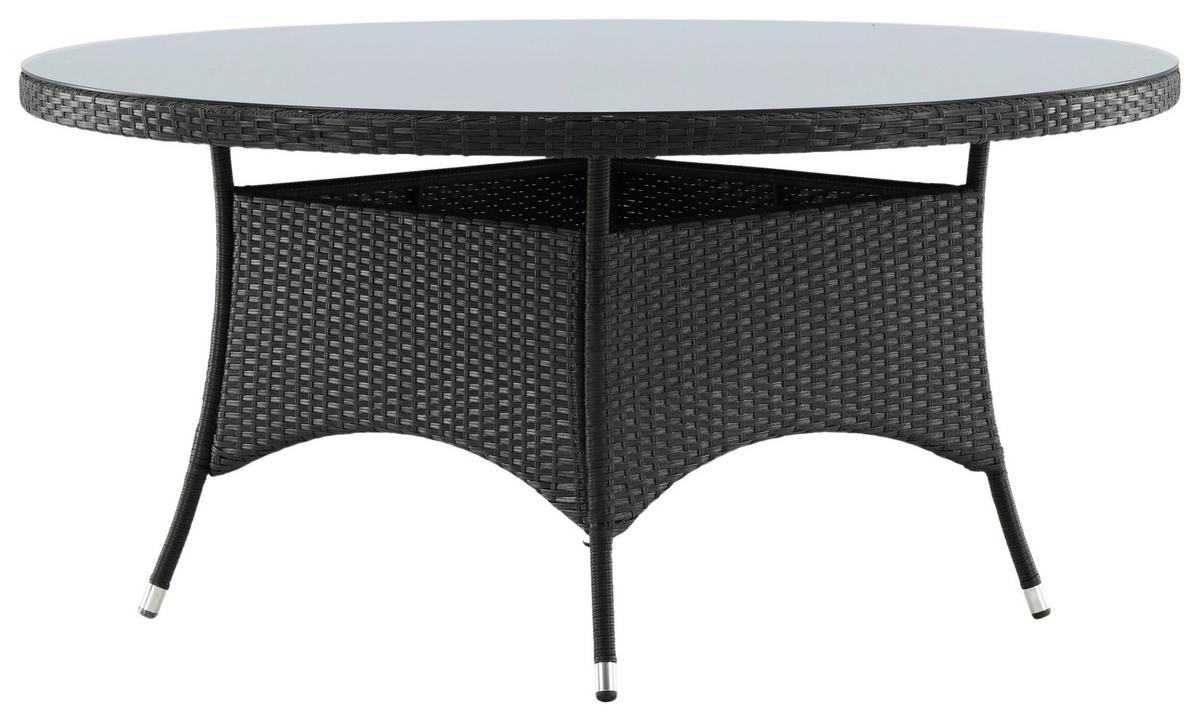 Gartentisch Volta - Schwarz, KONVENTIONELL, Glas/Kunststoff (150/150/74cm) - Gardenson