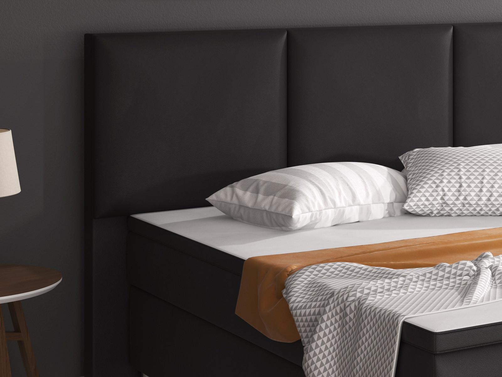 Boxspringbett Mit Topper Lederlook 180x200 Oslo - Silberfarben/Schwarz, KONVENTIONELL, Leder/Textil (180/200cm) - MID.YOU
