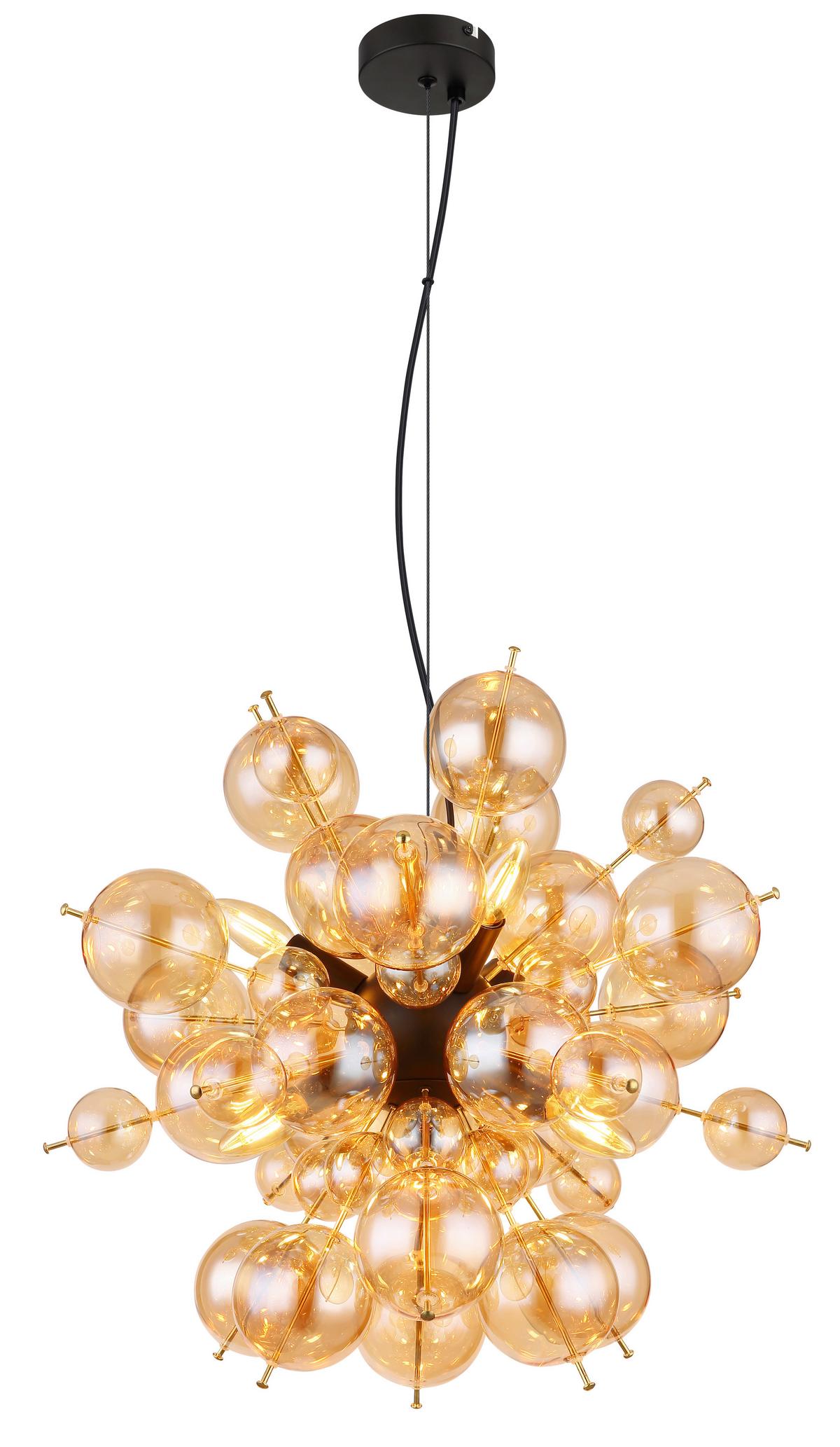 Hängeleuchte 15633ha - Goldfarben/Schwarz, Design, Glas/Metall (55/120cm) - Globo