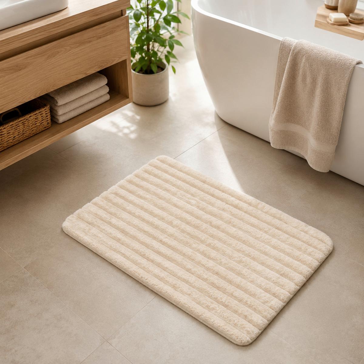 BADEMATTE WHITE ROCK - Beige, MODERN, Textil (45/70cm) - Luca Bessoni