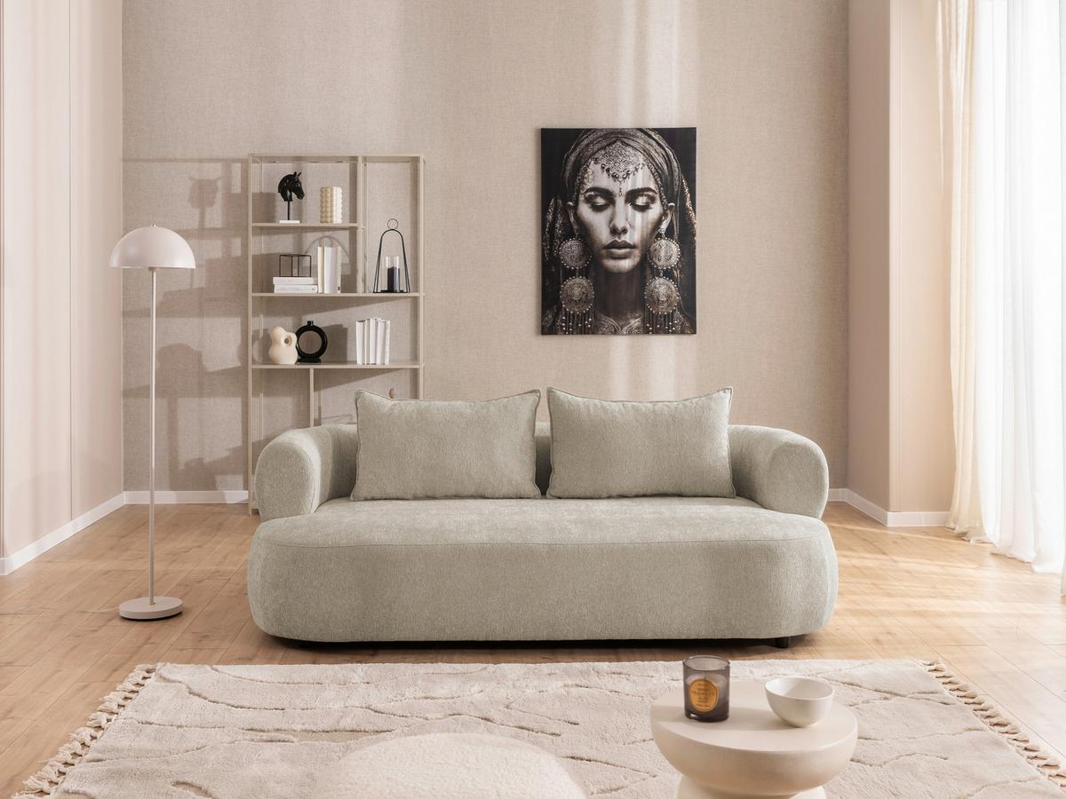 3-Sitzer-Sofa Ferro Beige B: 200 cm - Beige/Schwarz, Design, Textil (200/76/96cm) - Livetastic