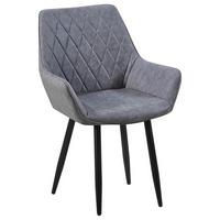 Armlehnstuhl Parker Grau Gepolstert, Vintage-Look - Schwarz/Grau, MODERN, Textil/Metall (58/87/64cm) - MID.YOU