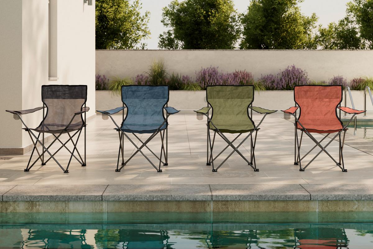 Campingsessel Luca - Schwarz/Grün, MODERN, Textil/Metall (80/80/51cm) - Ondega