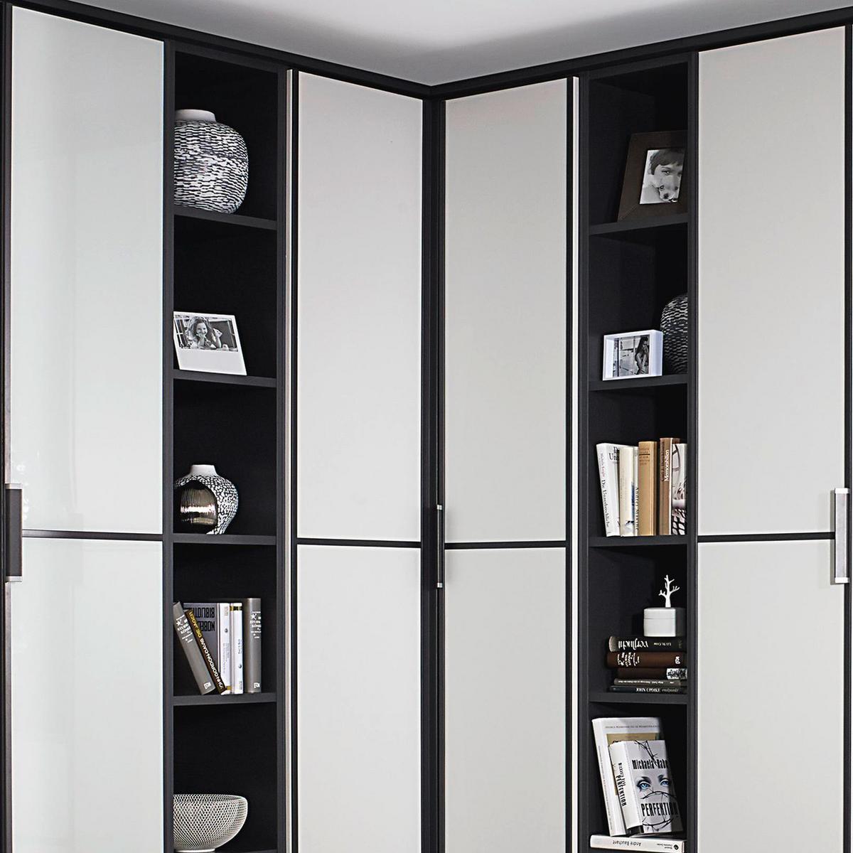 Eckschrank Mit Spiegel + Laden 224x314 cm Anthrazit/Weiß - Weiß/Grau, Design, Holzwerkstoff (224/314cm) - Rauch Möbel