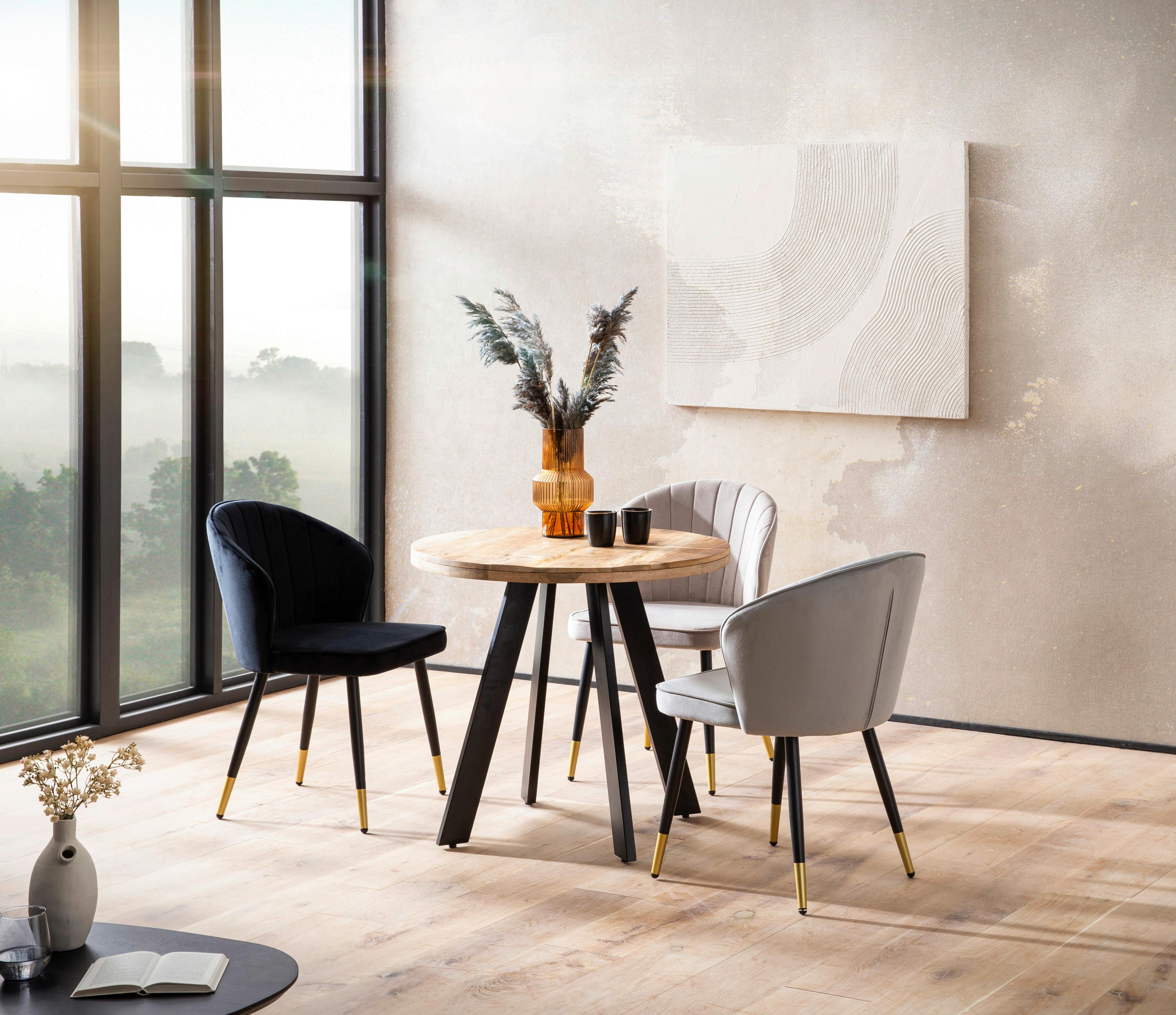 Esstisch Braun L: 80 cm - Schwarz/Braun, Design, Holz/Metall (80/80/75cm) - MID.YOU