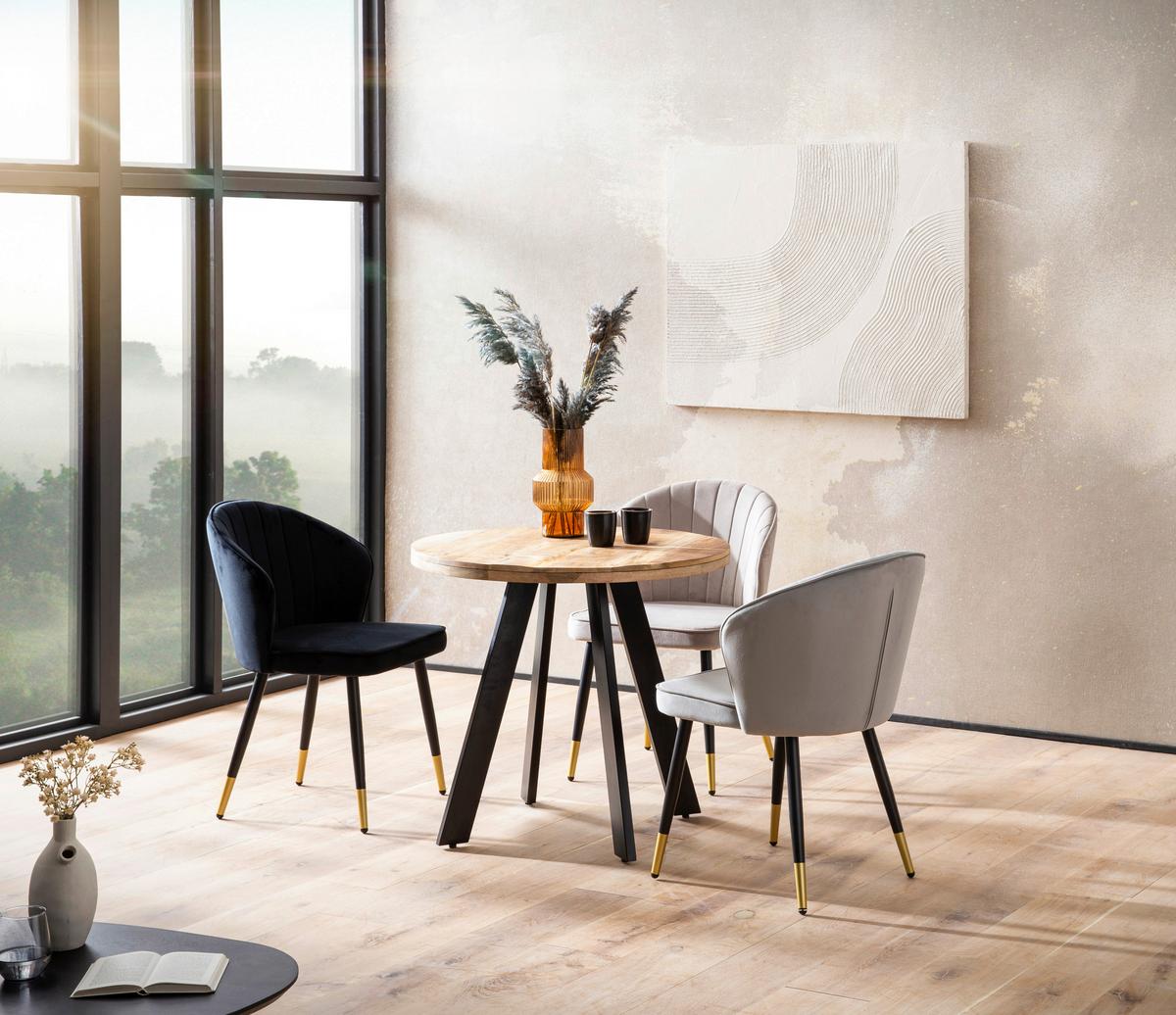 Esstisch Braun L: 80 Cm - Schwarz/Braun, Design, Holz/Metall (80/75cm) - MID.YOU