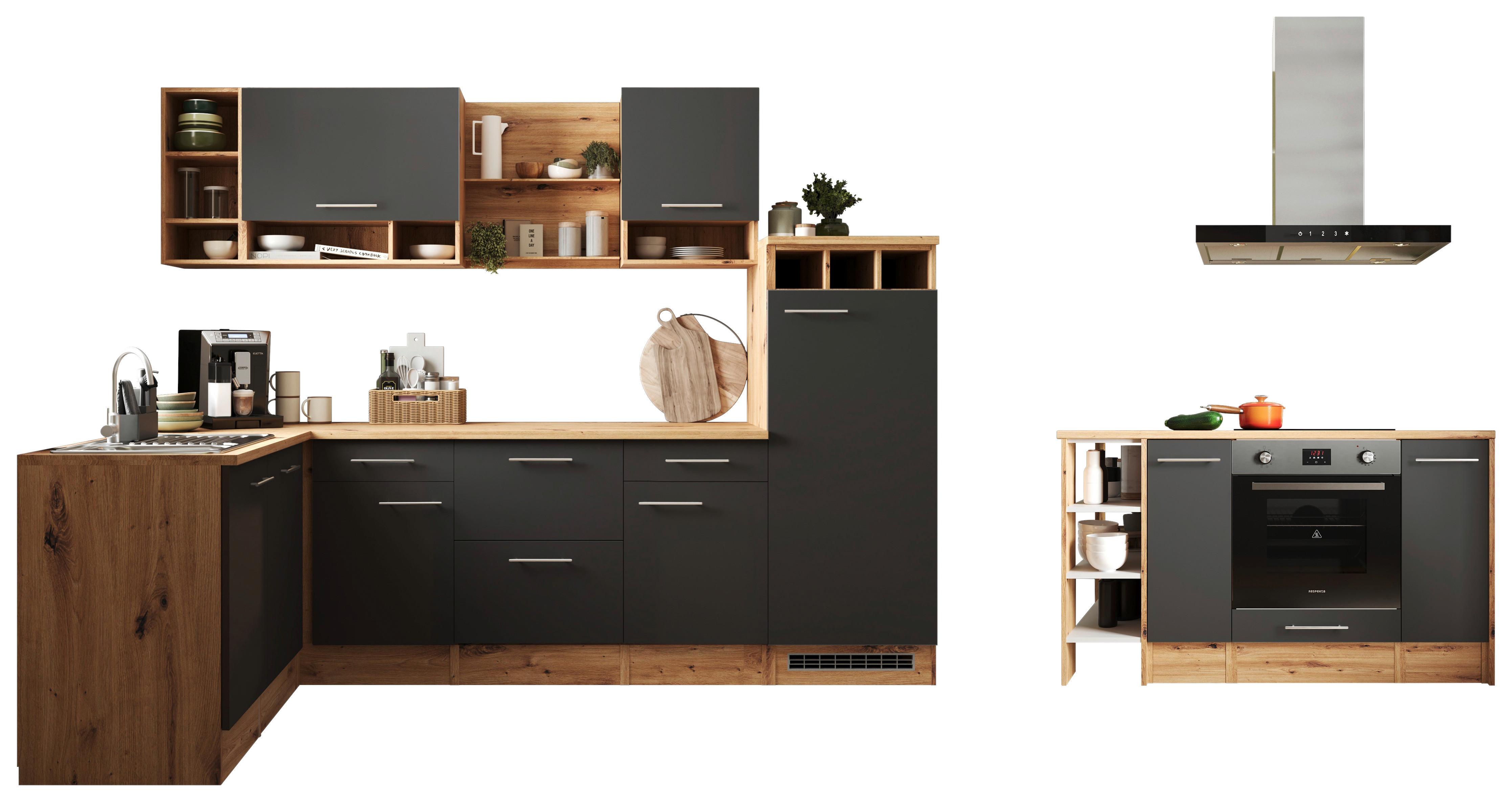 Eckküche Hilde Winkelküche 280 cm - Wildeiche/Grau, Design, Holzwerkstoff (280/172cm) - Respekta