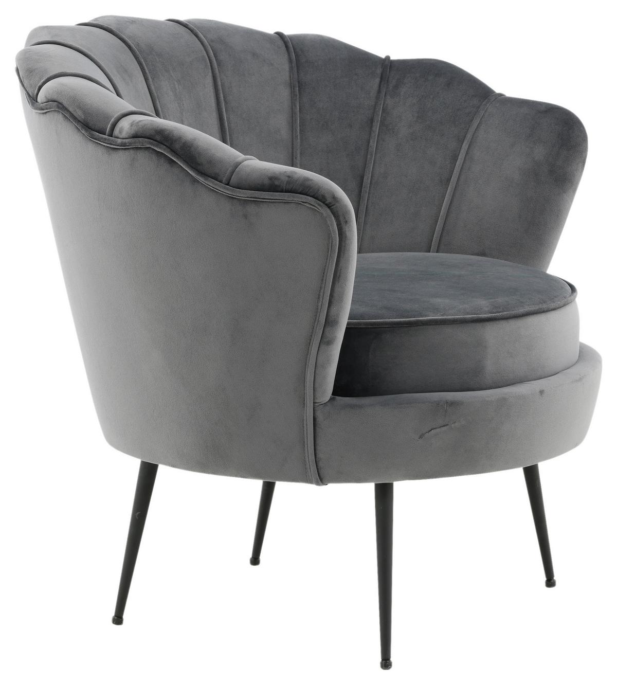 Sessel Calais - Dunkelgrau/Schwarz, Design, Textil/Metall (83/76/77cm) - Livetastic