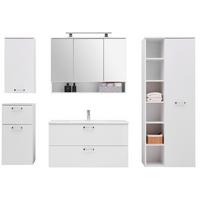 Badezimmer Fresh Weiß 6-teilig - Weiß, KONVENTIONELL, Holzwerkstoff (205/168,5/46,5cm) - Ondega