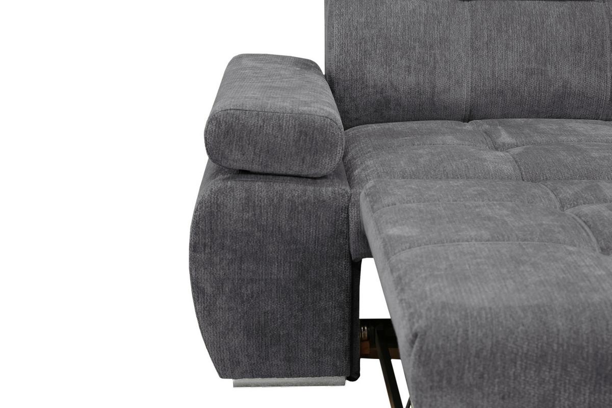 Rohová sedačka VEGAS, pravá, tmavosivá ženilka - strieborná/tmavosivá, Design, drevo/textil (294/173cm)