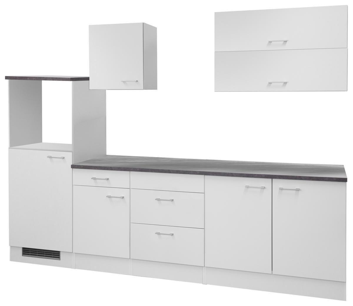 Kuchynský blok LUCCA bez spotrebičov, šírka 270 cm - sivohnedá/biela, Modern, kompozitné drevo/plast (270cm) - MID.YOU