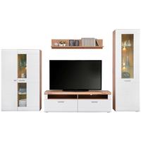 Wohnkombination 4-Tlg. Auris, Weiß/Eiche Dekor - Eichefarben/Weiß, MODERN, Glas/Holzwerkstoff (318,2/204,2/49,6cm) - Luca Bessoni