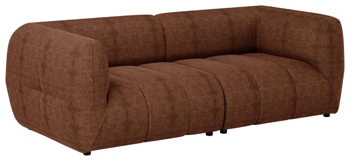 Sofa Laos Terracotta/Schwarz, 240 cm - Terracotta/Schwarz, Design, Textil (240/80/95cm) - MID.YOU